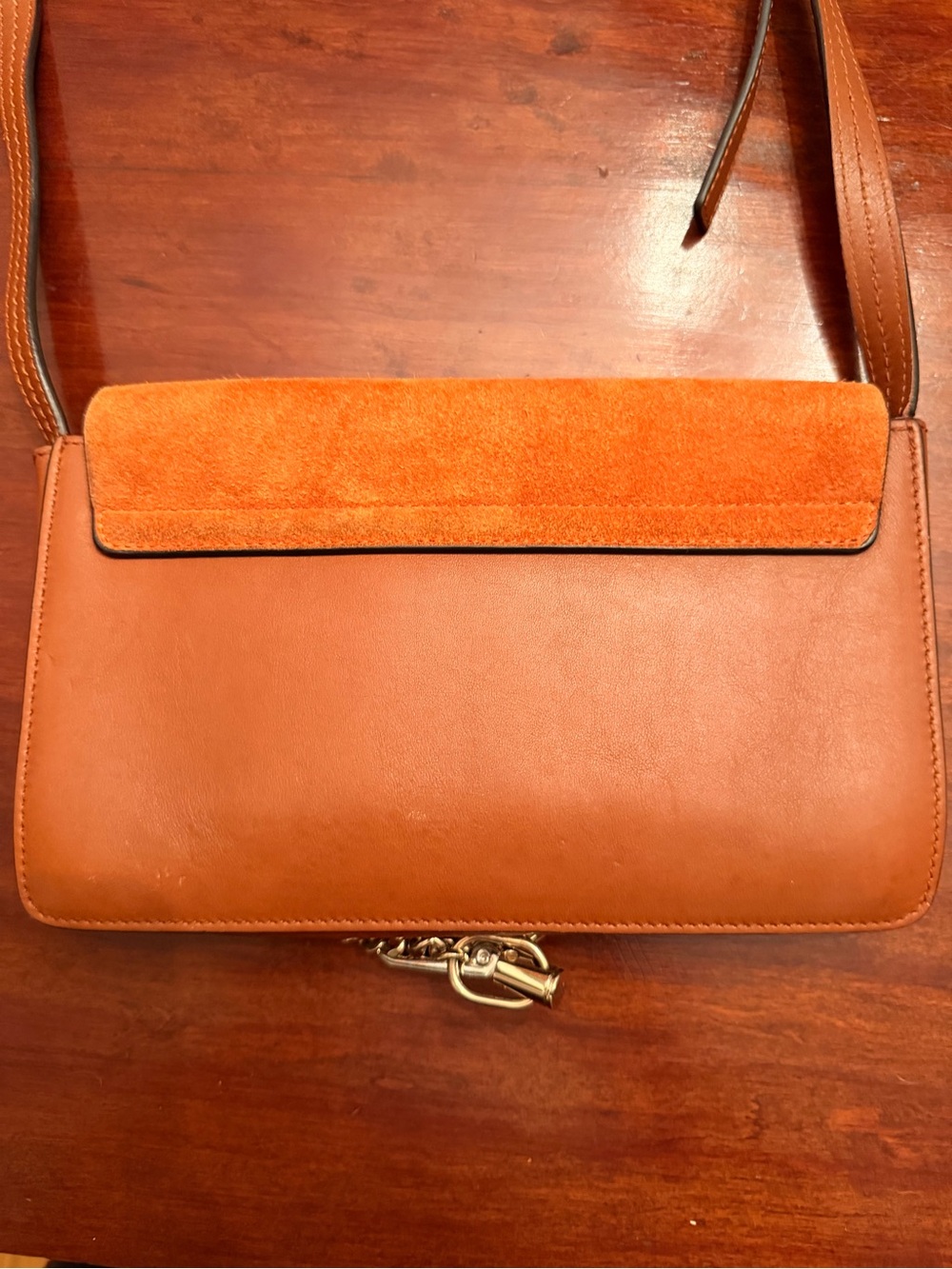Chloe Suede & Leather Crossbody Bag in Orange-Brown - Picture 2 of 8